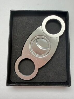 Stainless Steel Double-Blade Cigar Cutter - Silver